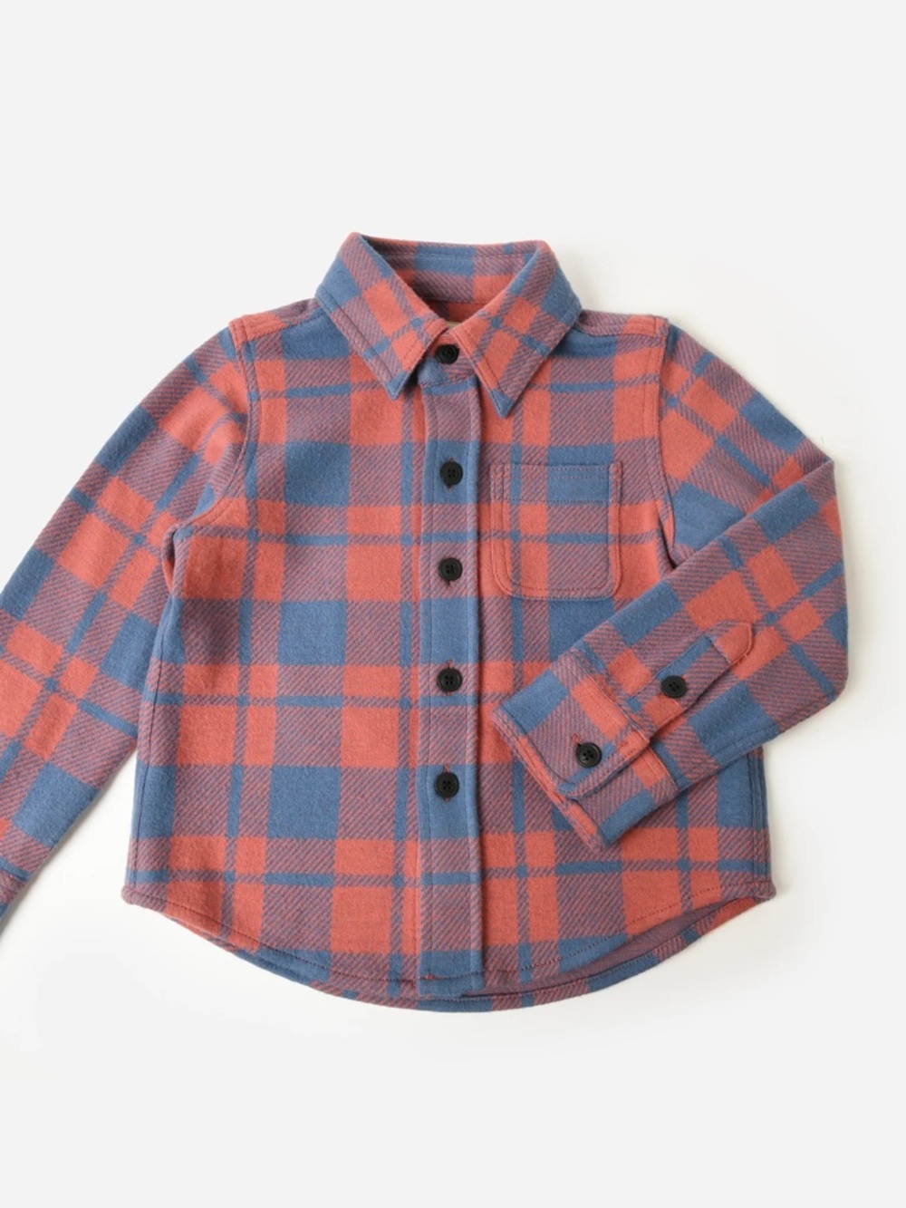 Kids Faherty Legend Plaid Button-Up Sweater Shirt Jacket - Blue/Salmon